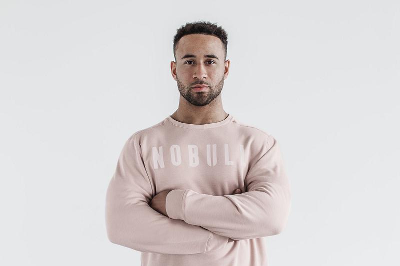 Men's Nobull Crew Hoodie Pink | SG J2524P